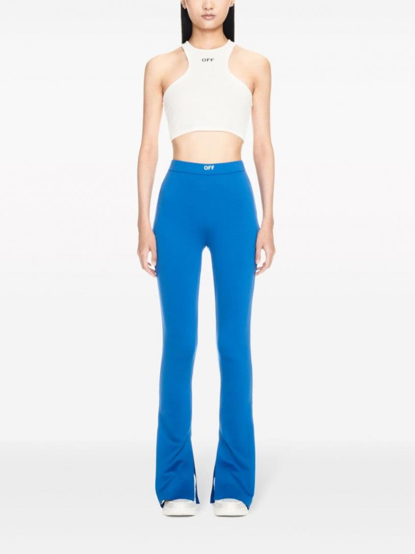 Logo-waistband flared leggings - Blue