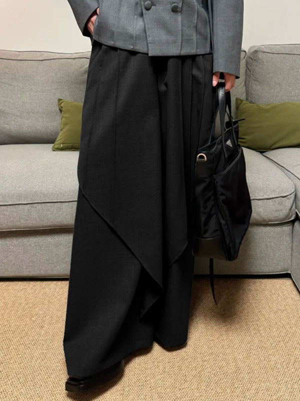 Men's Solid Color Layered Casual Pant SKUL29788 - Black / S