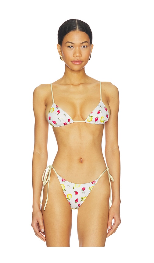 Frankies Bikinis Elena Reversible Seersucker Bikini Top in Baby Blue. - M also in L, S