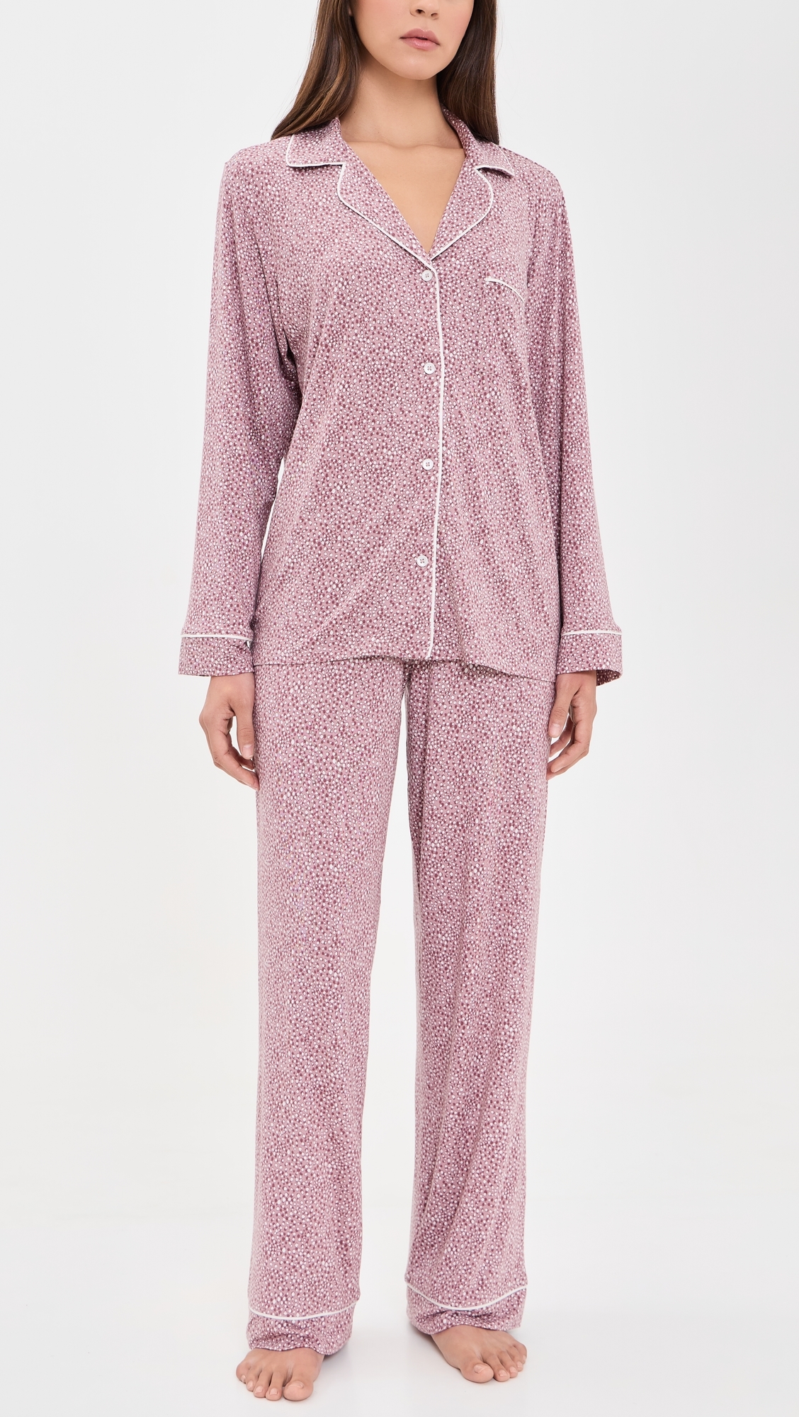 Gisele Printed Long Pajama Set Animal Instinct Woodrose/Ivory