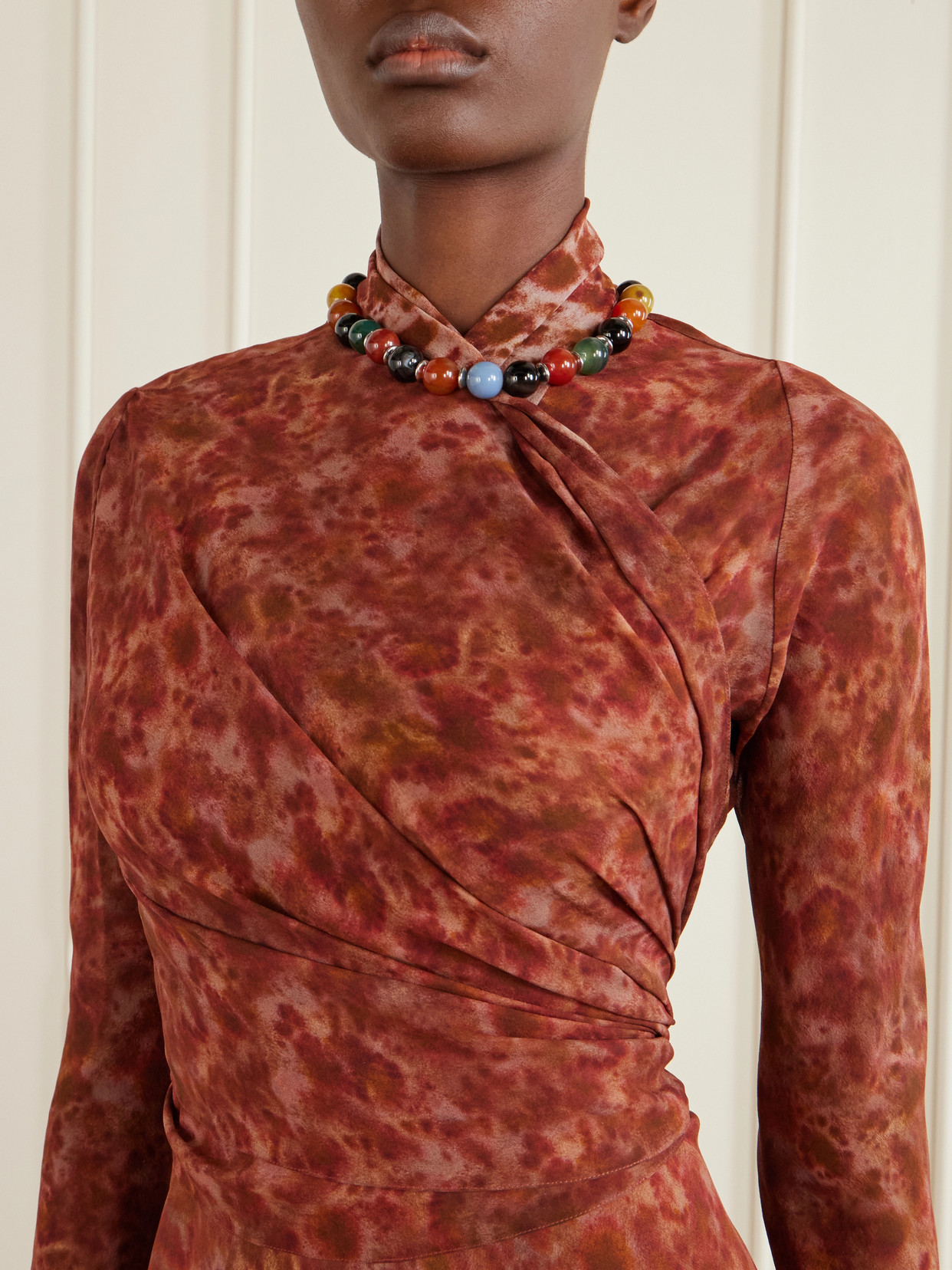 Meena Printed Silk-crepon Jacket - Orange