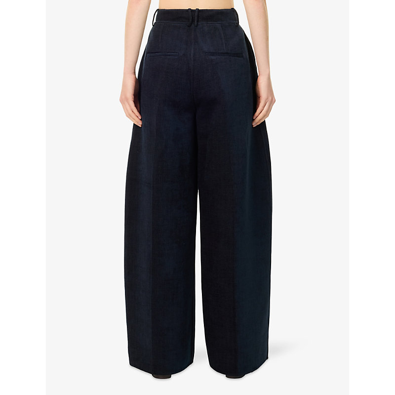 Womens Elen Barrel-Leg Cotton-Blend Trousers