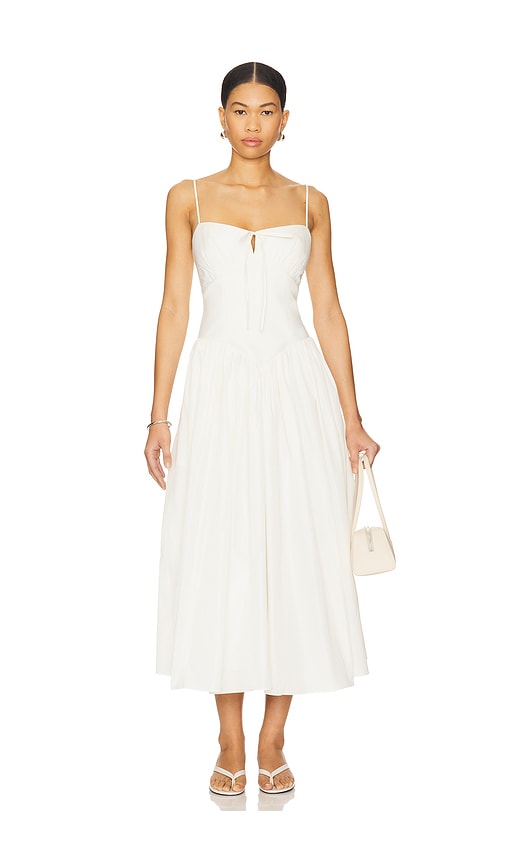 Cinq a Sept MIDI-KLEID ANELA in White. Größe 8. Also in 0, 00