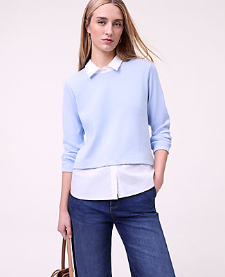 Ann Taylor Weekend Layered Mix Media Top