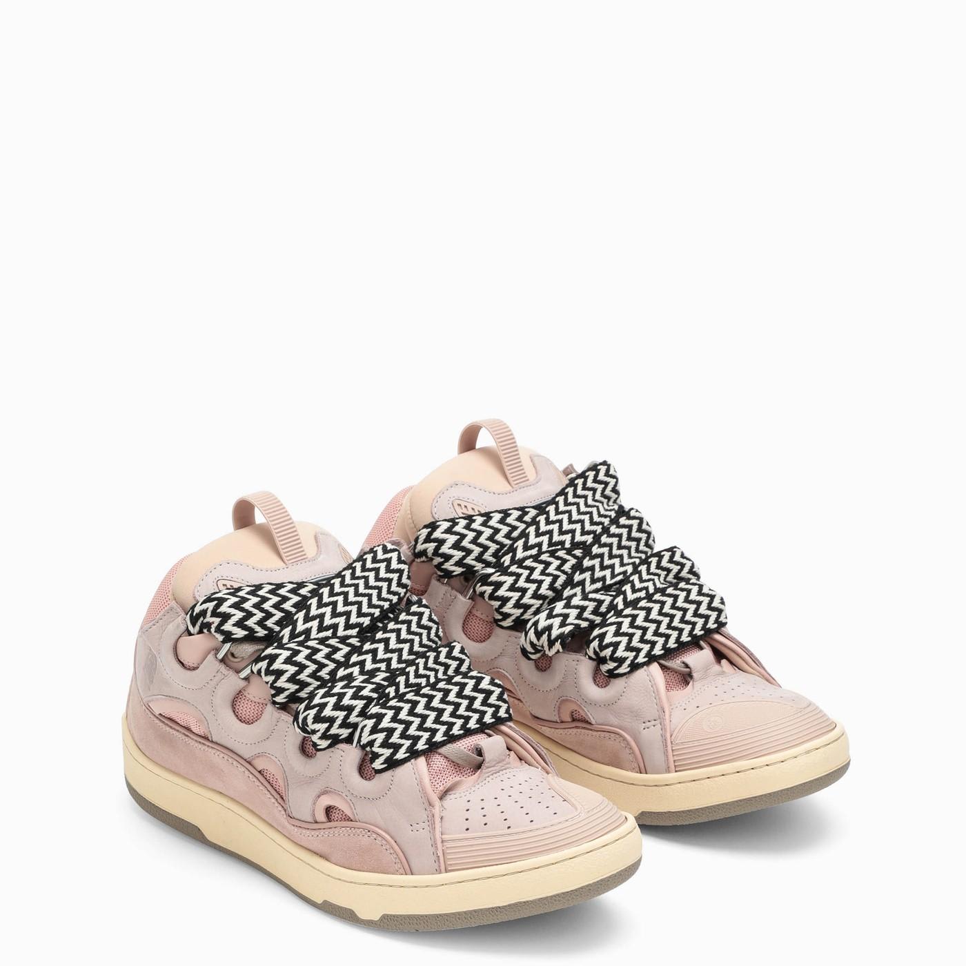 Pink Leather Curb Sneakers
