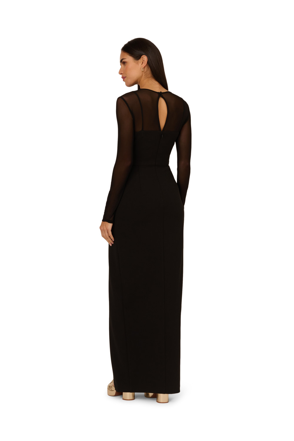 Adrianna Papell Womens Knit Crepe Column Long Dress - Black