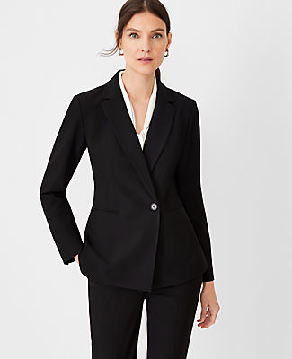 Ann Taylor The Petite Fitted Double Breasted Blazer in Bi-Stretch