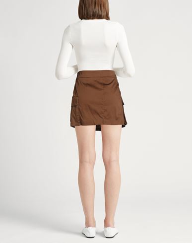 Woman Mini skirt Brown Size 6 Cotton, Elastane