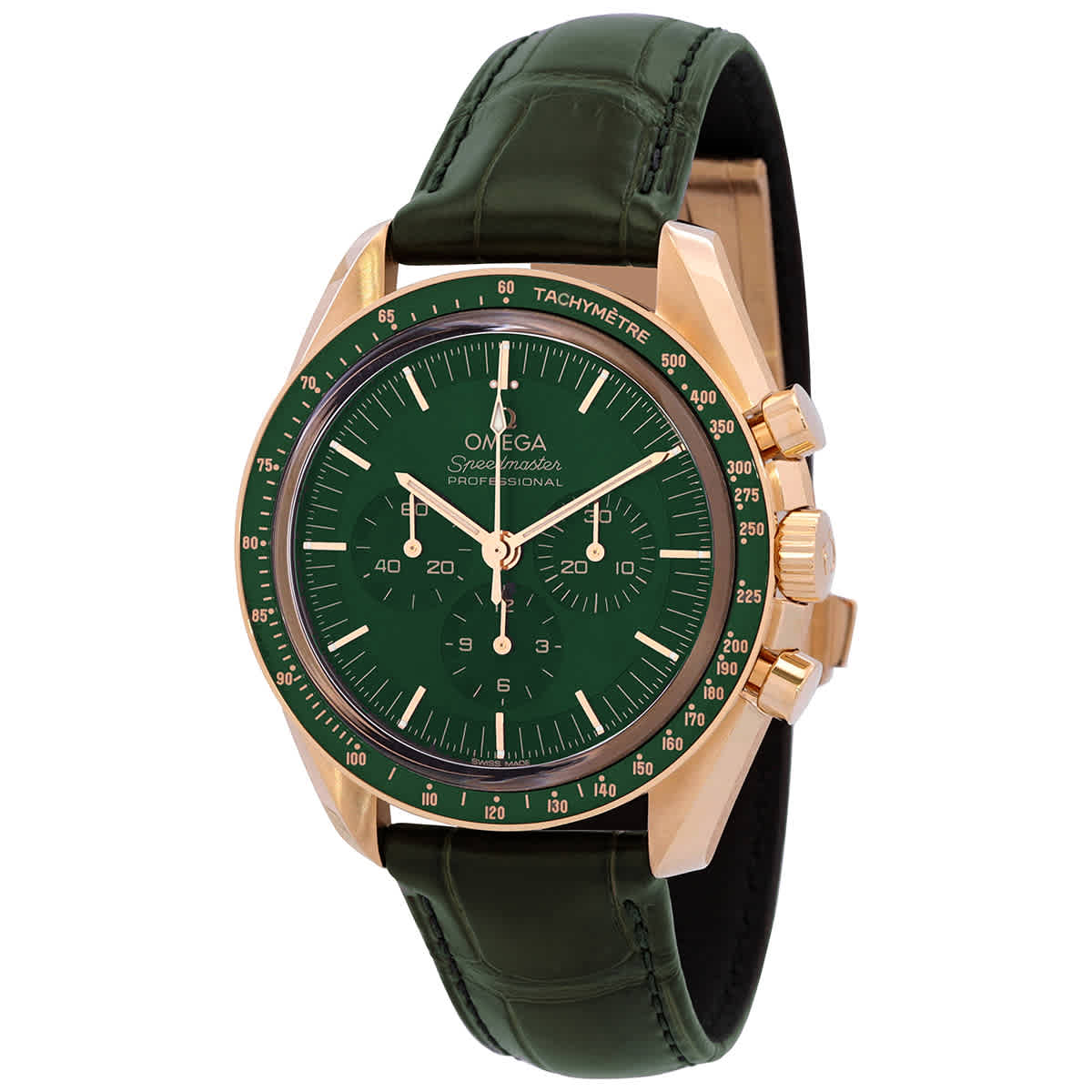 Speedmaster Moonwatch 18kt Moonshine Gold Automatic Chronometer Green Dial Mens Watch 310.63.42.50.10.001