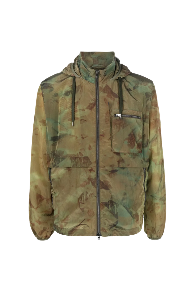Camouflage-Print Nylon Jacket — Beige