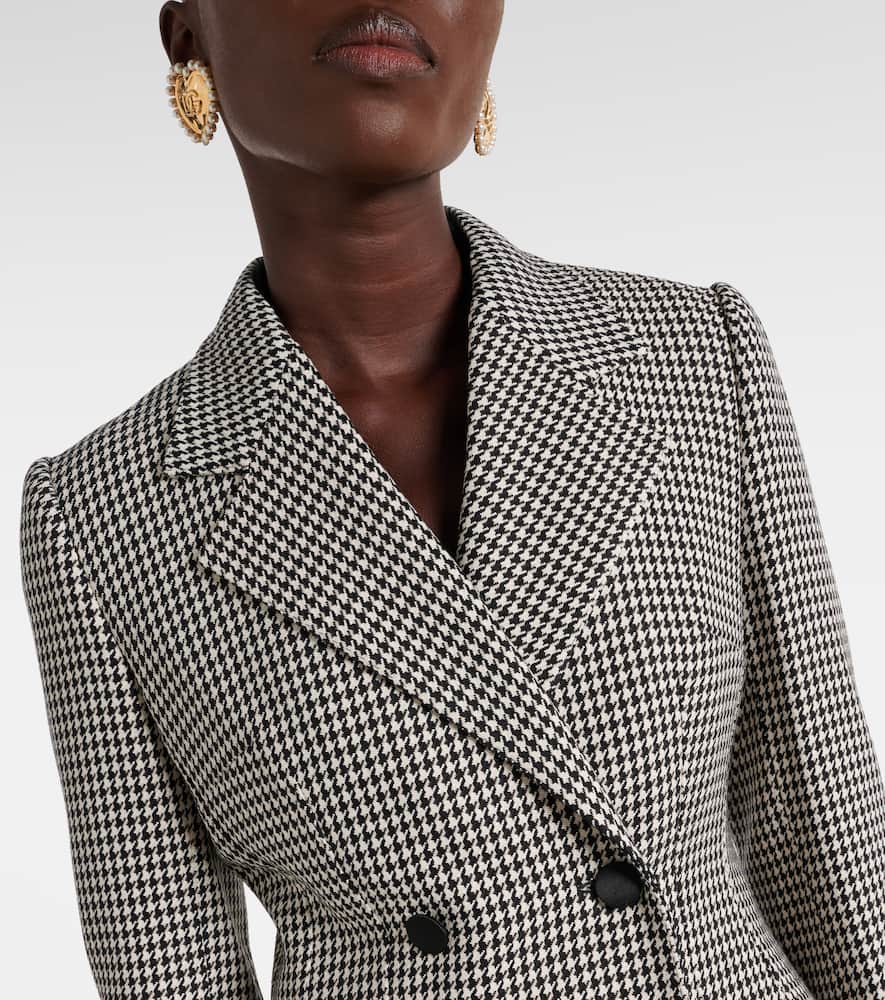 Houndstooth wool-blend blazer