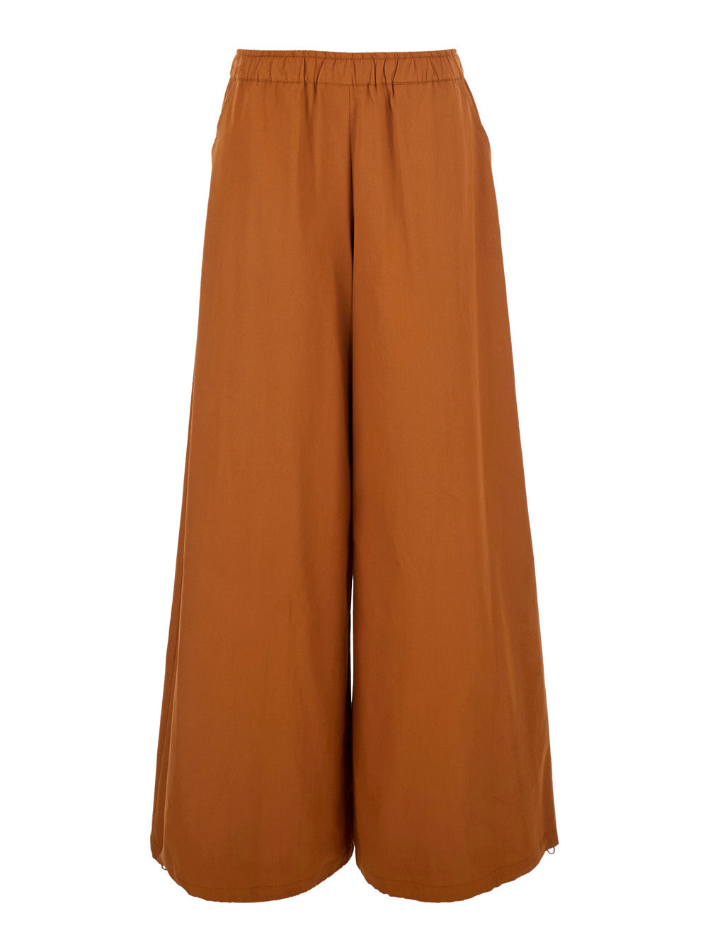Relaxed-fit Cotton Blend Trousers — Brown