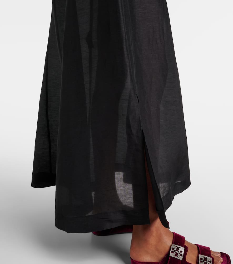 Pleated linen and silk kaftan