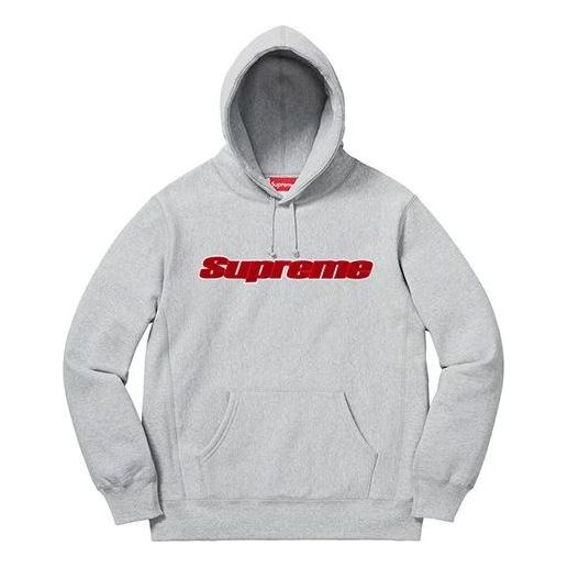 Chenille Hooded Sweatshirt 'Grey Red'