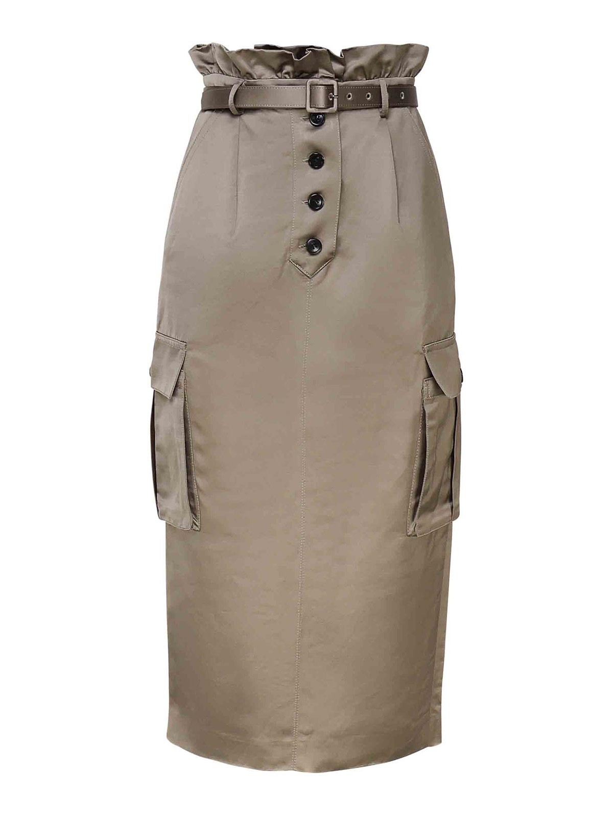 Satin cargo midi skirt - Neutrals