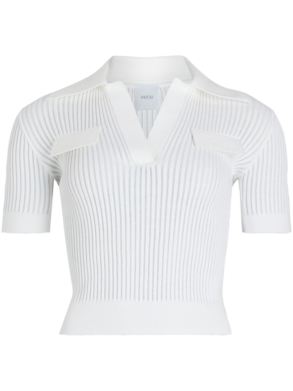 Knitted polo top - White