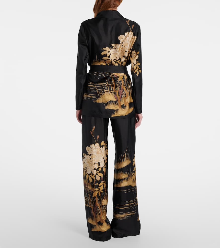 Mappa printed high-rise silk wide-leg pants