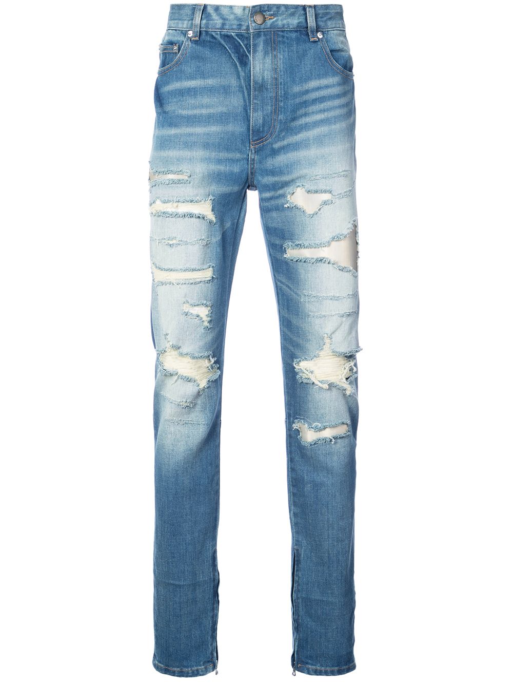 Ripped straight-leg jeans - Blue