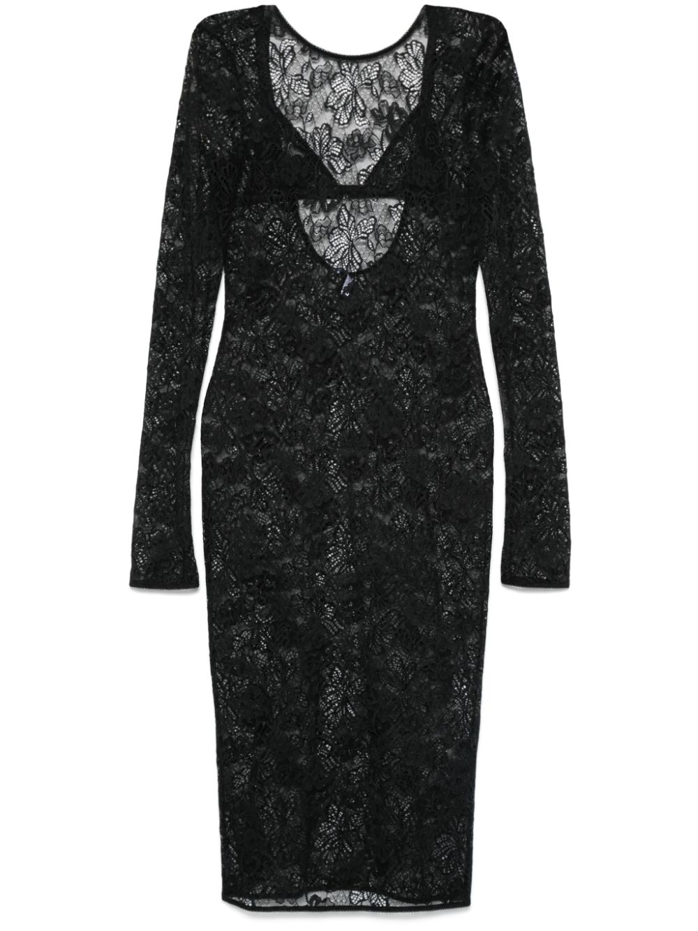 Lace midi dress - Black