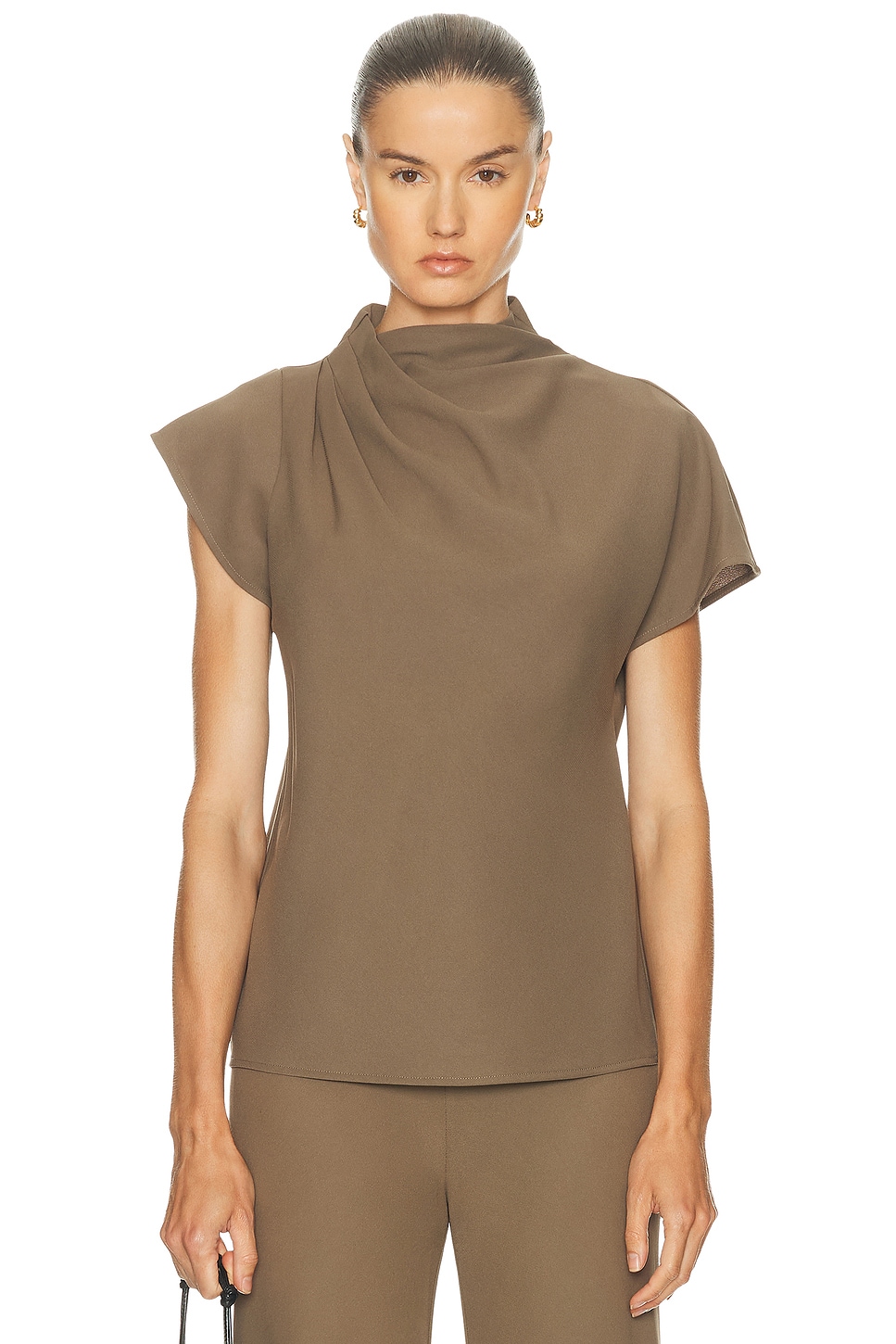 Staud Davina Top in Truffle - Olive. 2 also in