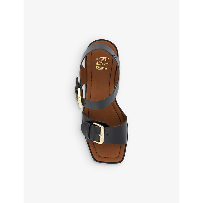 Womens Black-leather Jenies Leather Platform Sandals