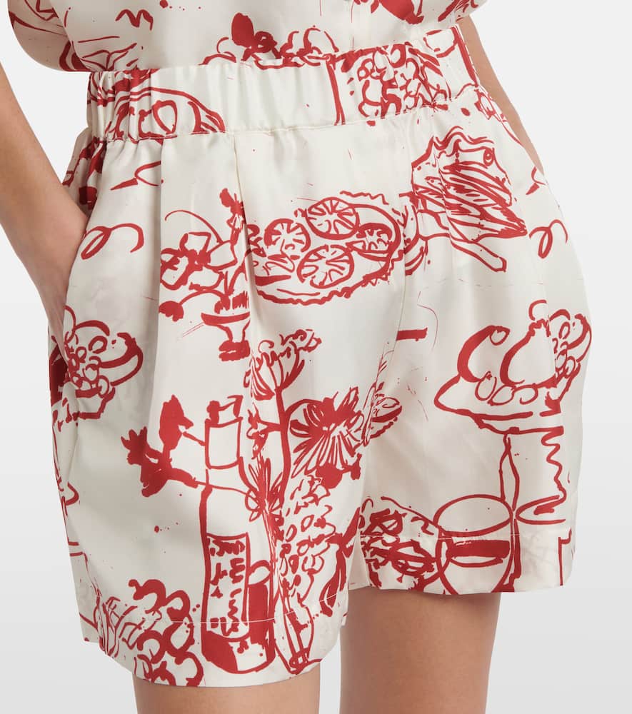 Asceno Zurich printed silk twill shorts