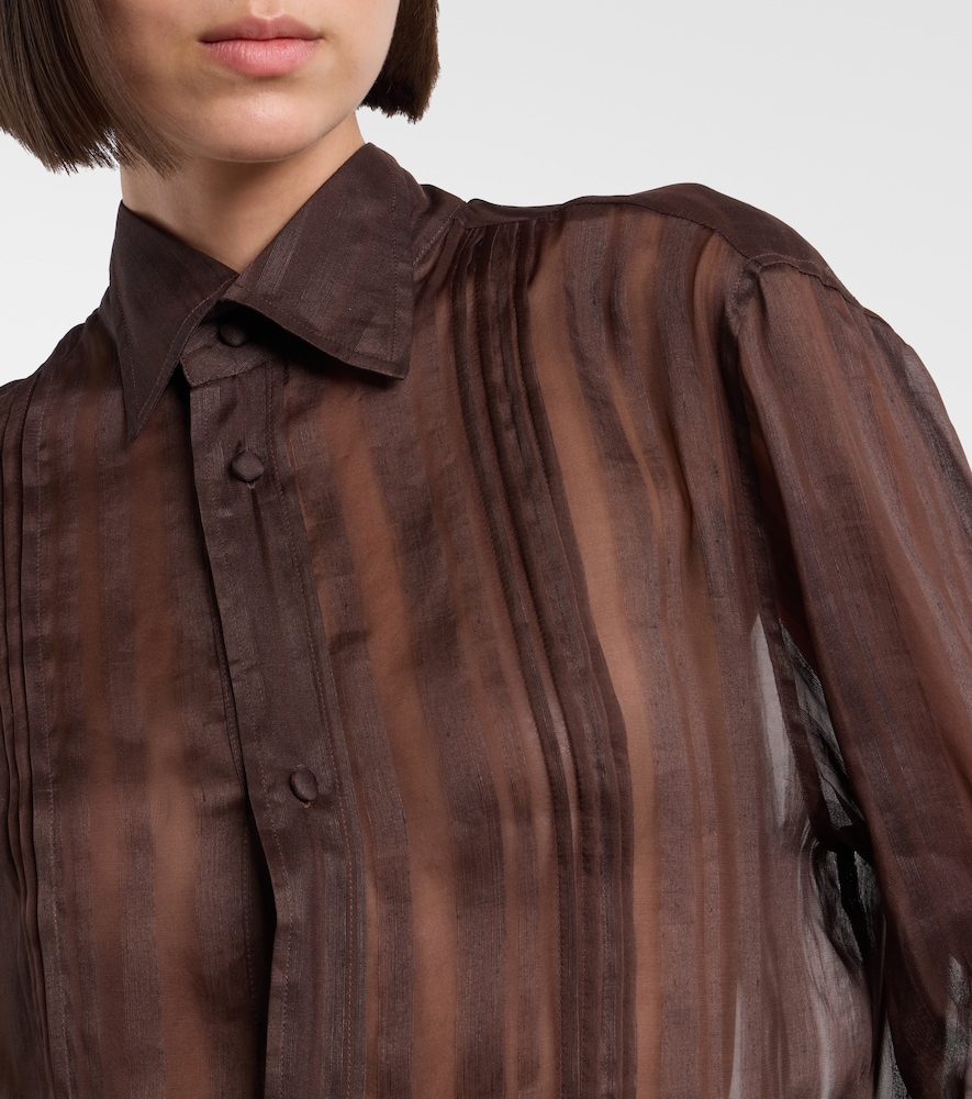 Embroidered linen and silk shirt