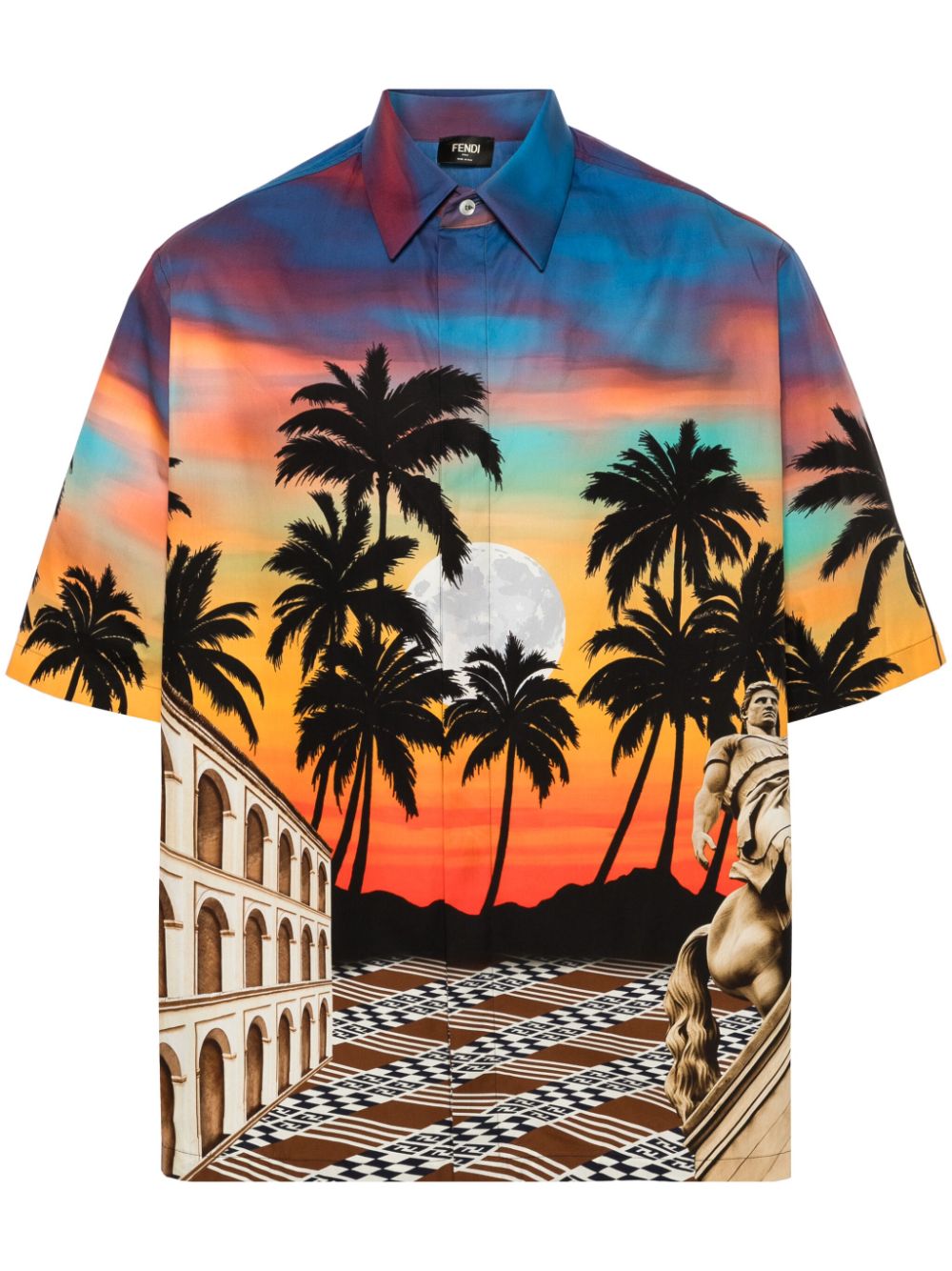 Graphic-print poplin shirt - Blue