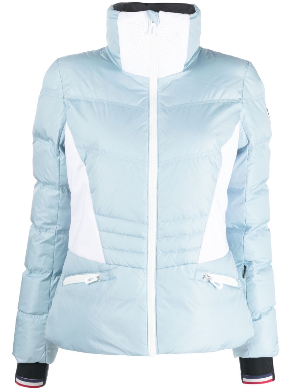 Logo-patch panelled padded jacket - Blue