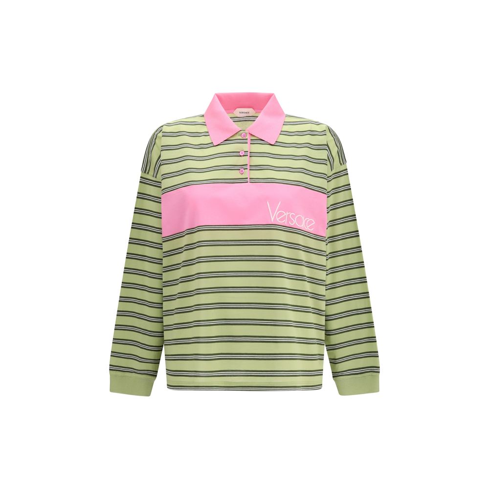 Striped Intarsia Cotton Polo Shirt — Green