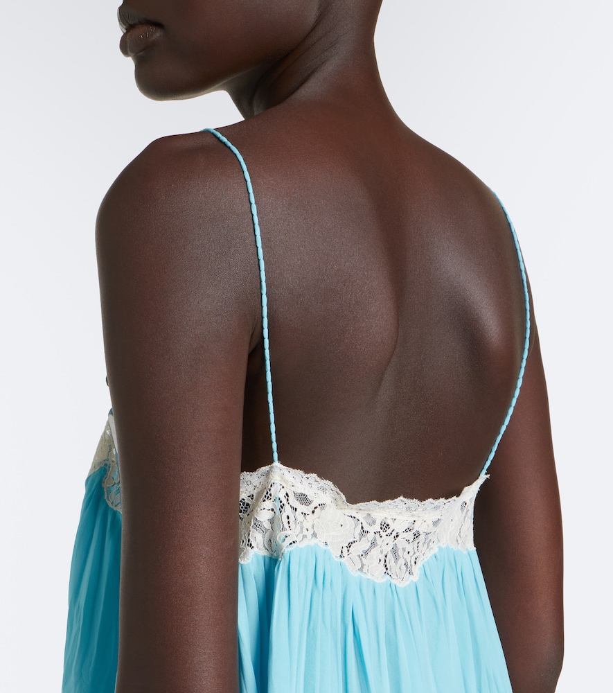 Dôen Clemente lace-trimmed silk minidress