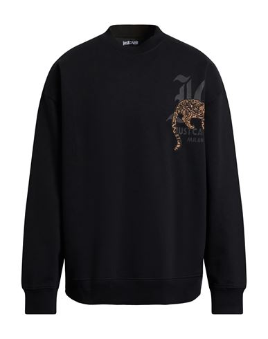 Man Sweatshirt Black Size 3XL Cotton, Elastane