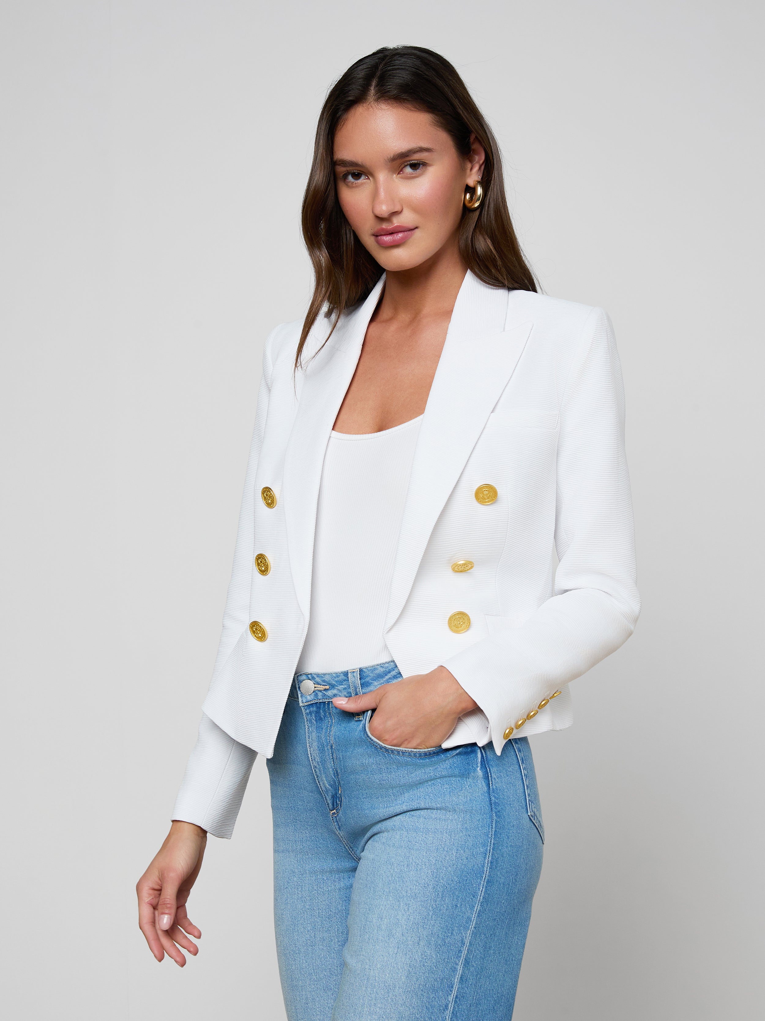 Brooke Blazer In White/white Multi Small Butterfly Jungle