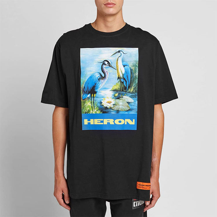 Heron Print Oversized T-Shirt Black/Blue/Multi