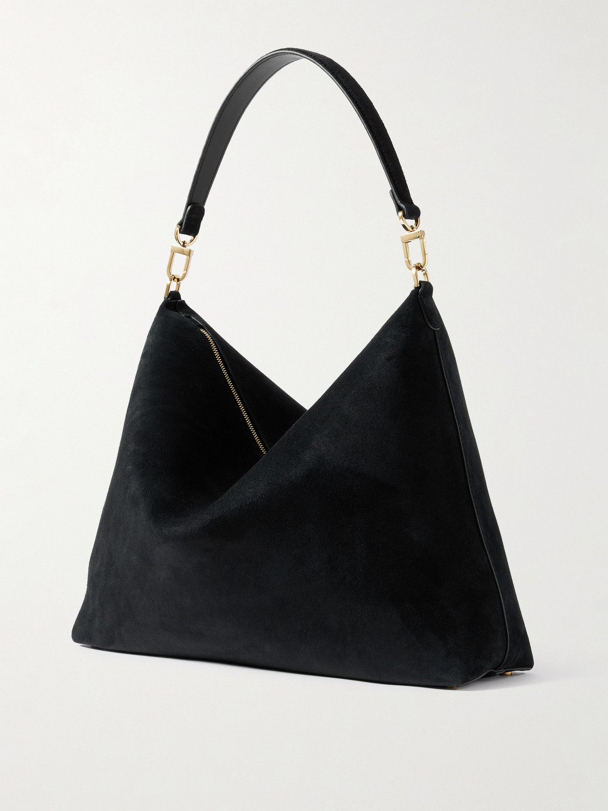 Bevel Medium Suede Tote - Black