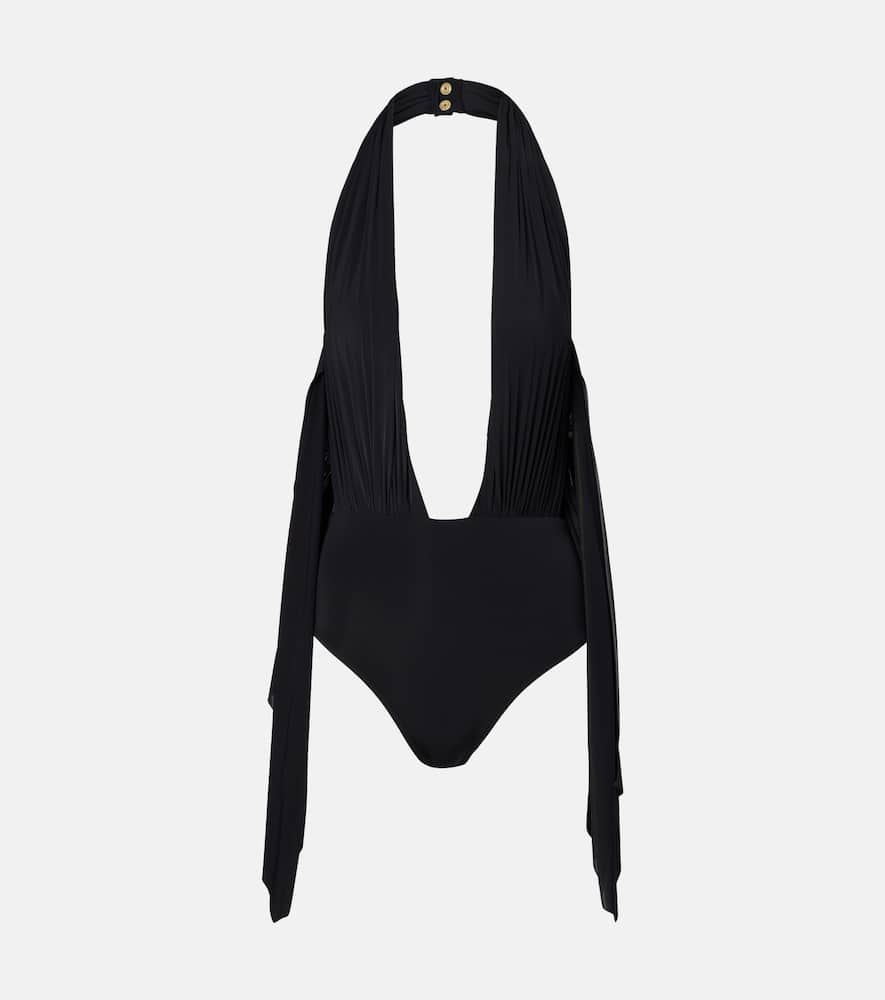 Draped halterneck swimsuit