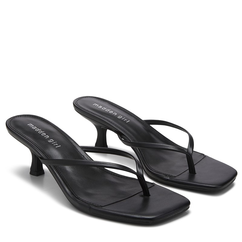 Women's Charlene Thong Kitten Heel Sandals (Black)