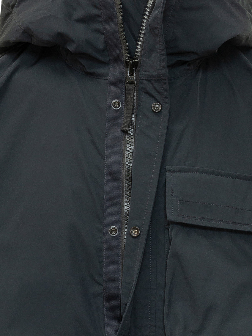 Dark Blue Solid Hood Jacket
