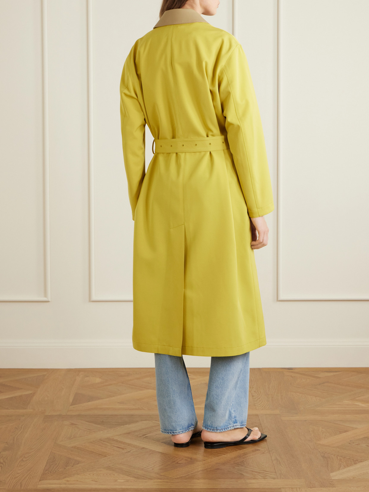 Belted Wool-canvas Trench Coat - Yellow