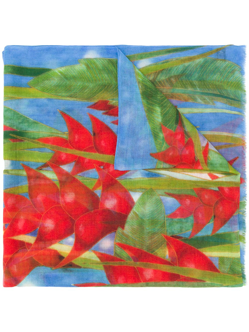 Pre-owned floral scarf - Blue