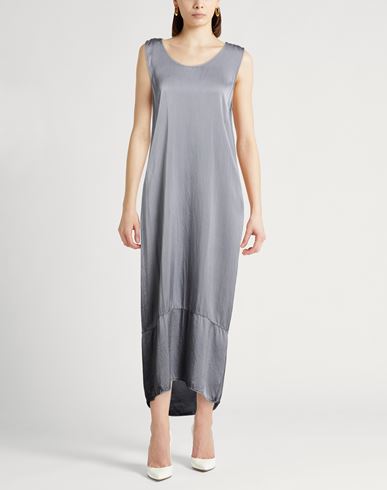 Woman Maxi dress Grey Size S Silk, Elastane