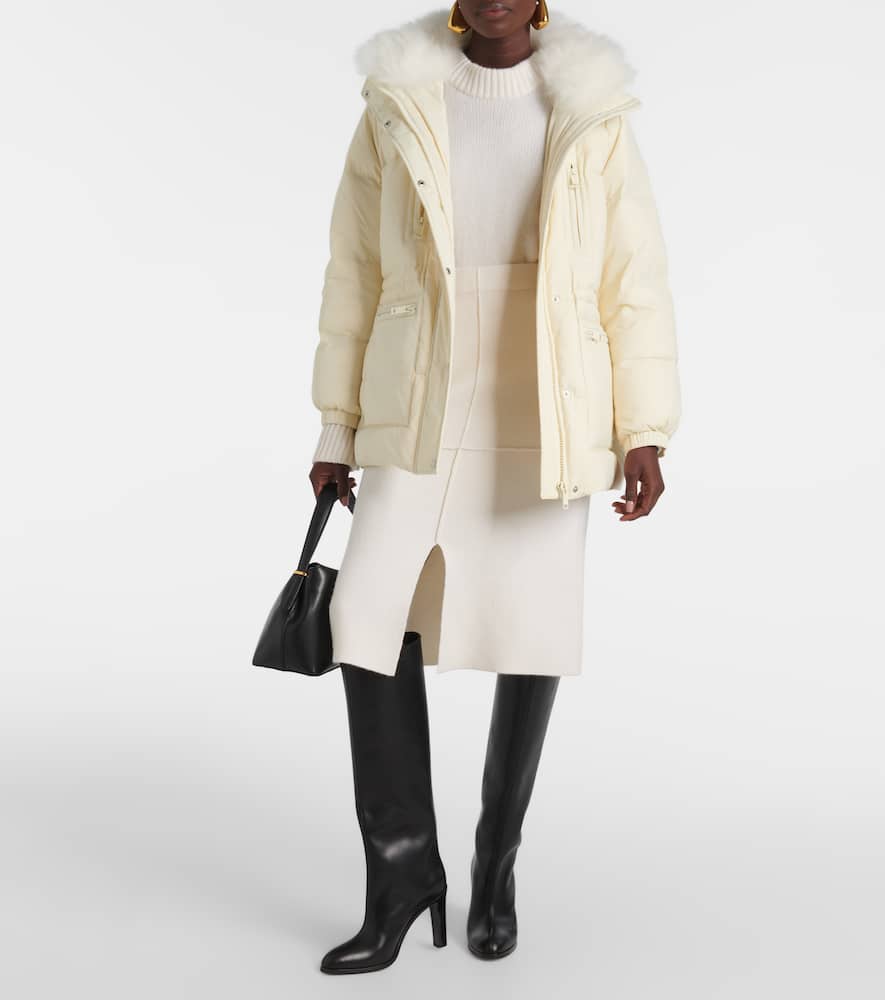 Shearling-trimmed down jacket