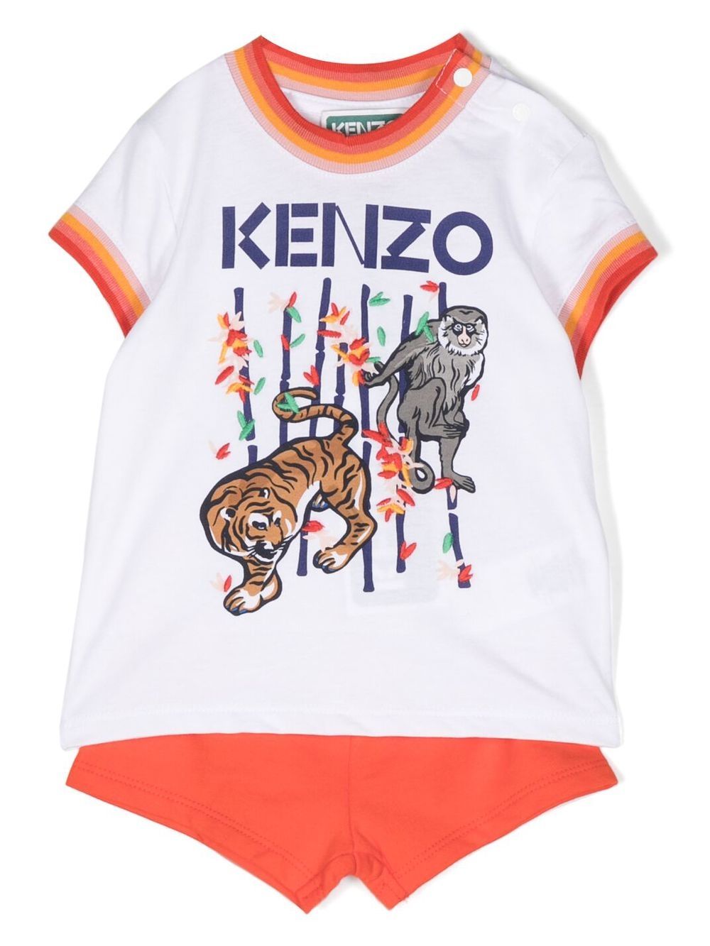 Animal-print T-shirt and shorts - Red