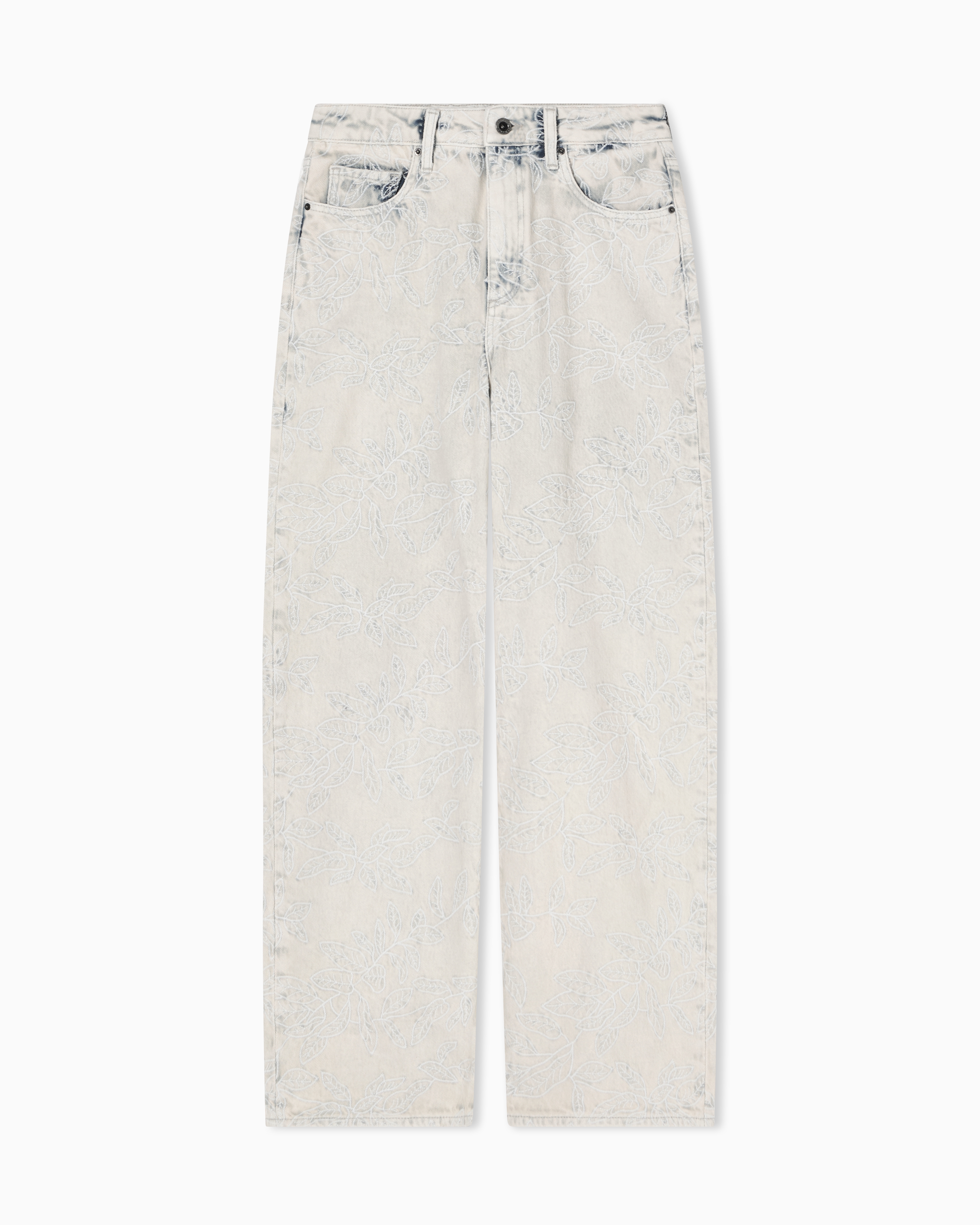 Relaxed Fit Bleached Denim Jeans with Vintage Effect