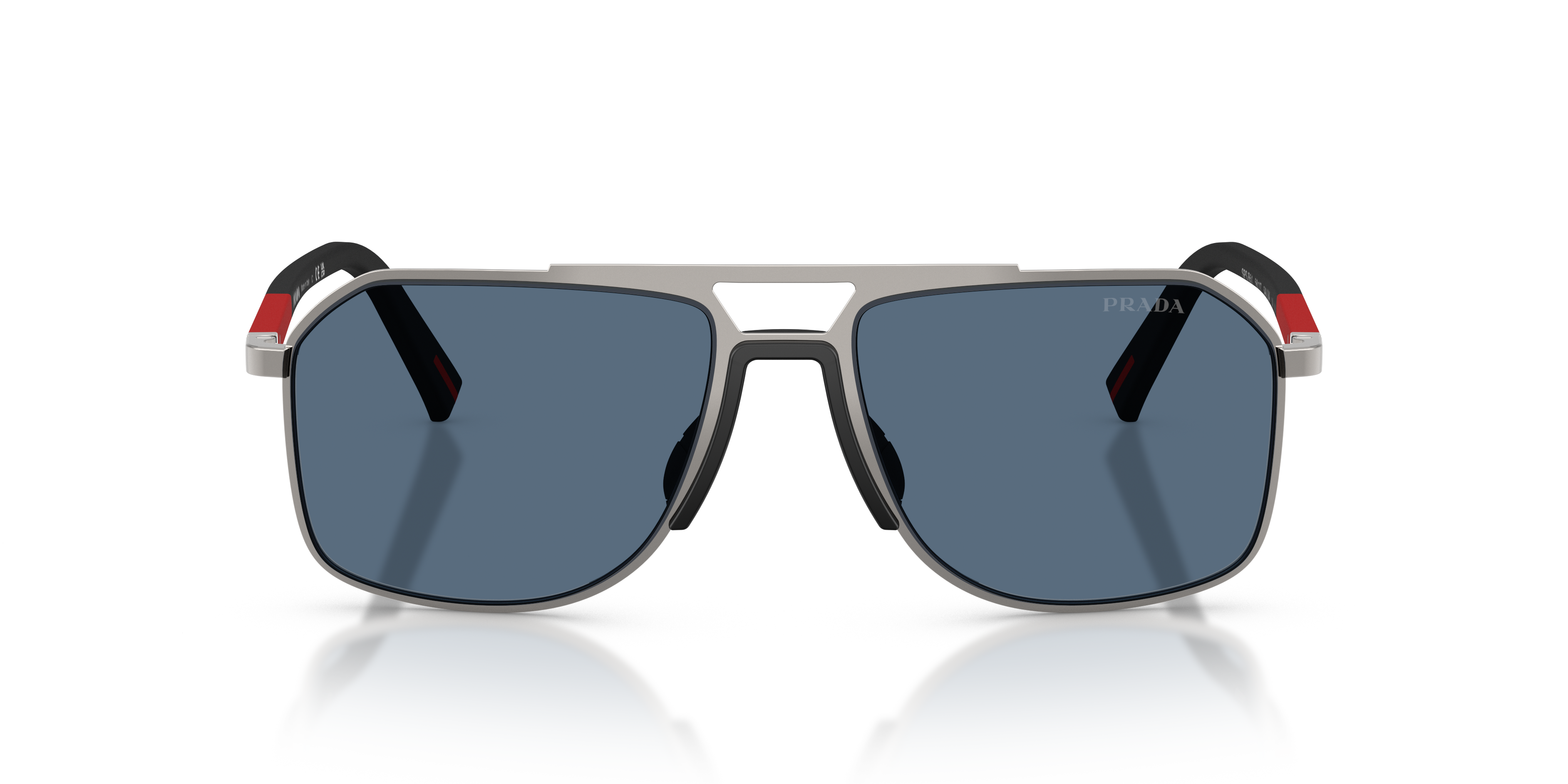 Prada Linea Rossa Man Prada Linea Rossa PS B51S 5AV06A Sunglasses Metal Grey Blue Pilot Norma