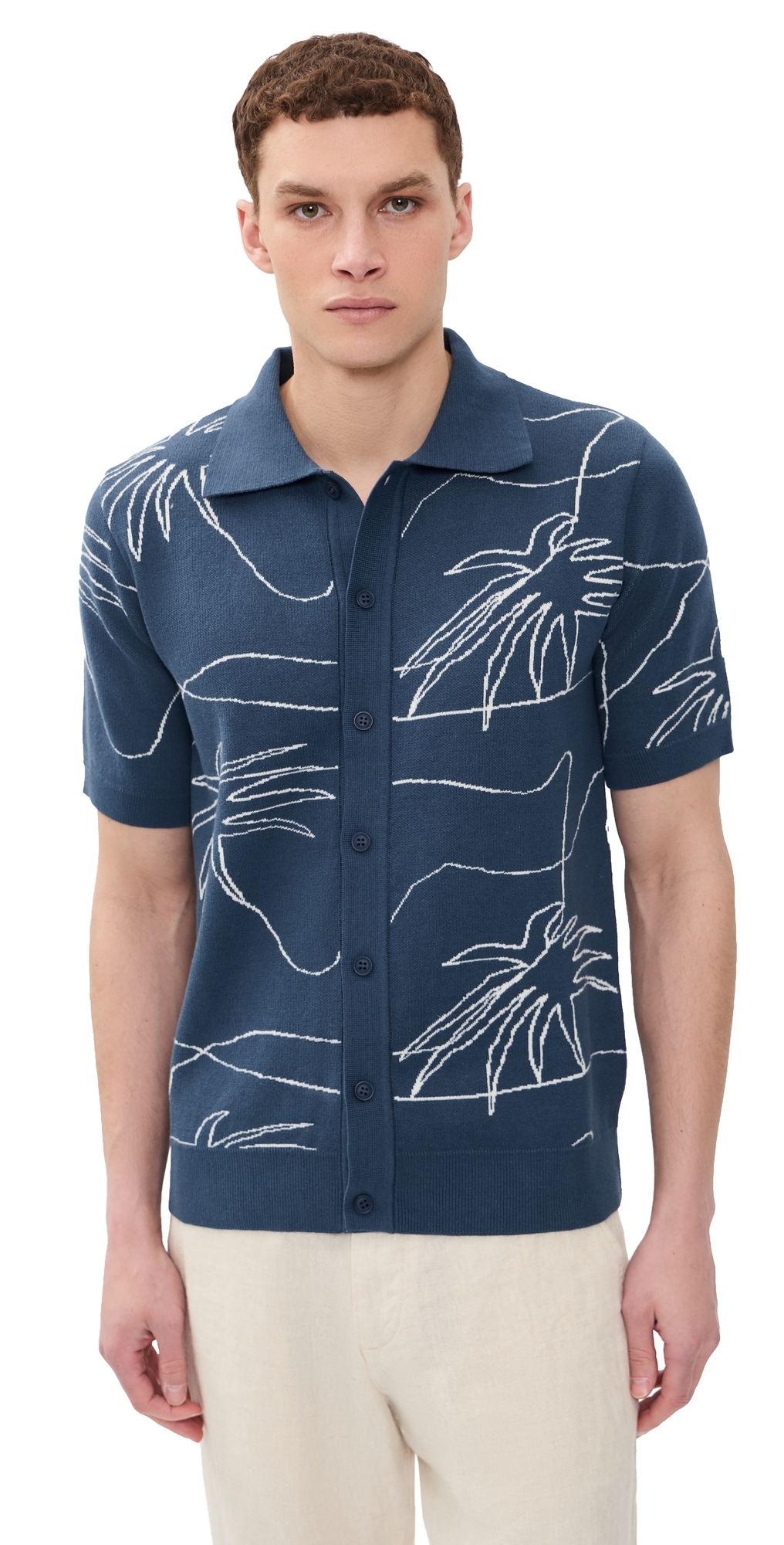 The Palms Knit Collared Shirt Blue