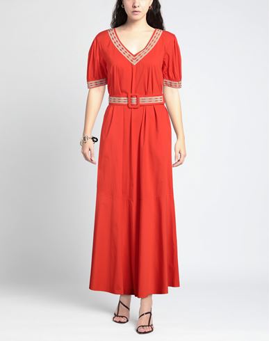 Purotatto Woman Maxi dress Tomato red Size 10 Cotton, Polyamide, Elastane