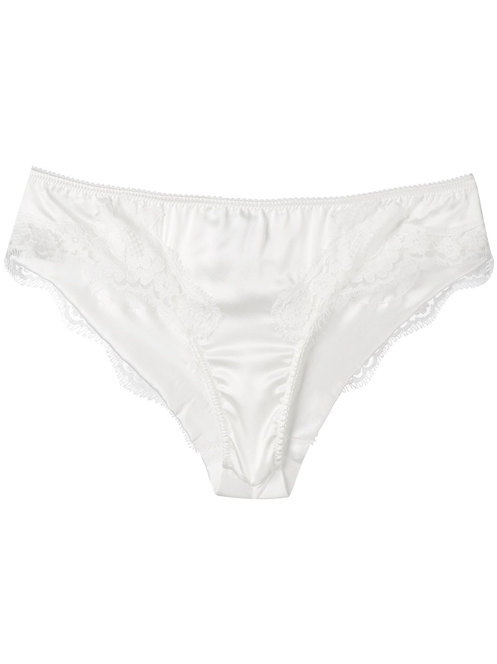 Lace trim briefs - White