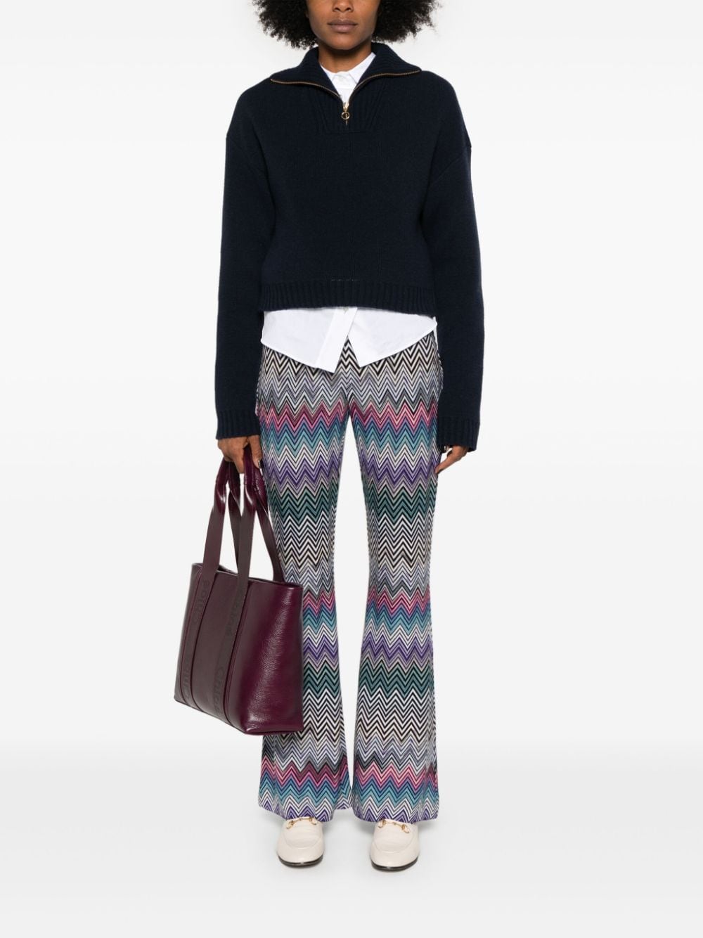 - Zig Zag Motif Wool Trousers