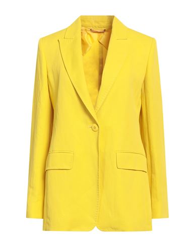 Woman Blazer Yellow Size 6 Viscose, Linen